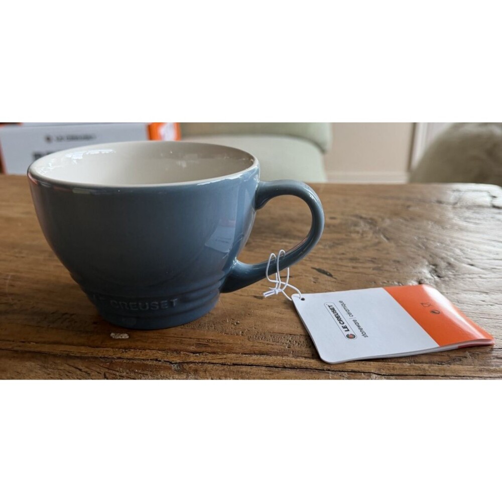 Le Creuset Stoneware Giant Cappuccino Bistro Mug 14 oz Chambray Blue NEW